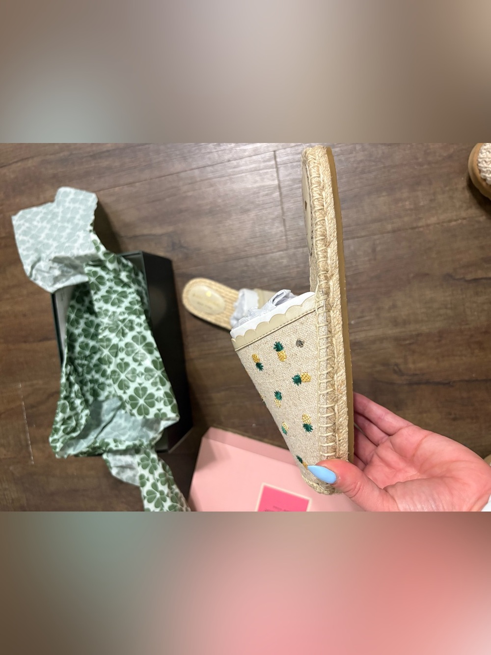 NWT kate spade Pineapple Embroidered Espadrille Mules - Cream/Yellow/Green - Picture 4 of 5